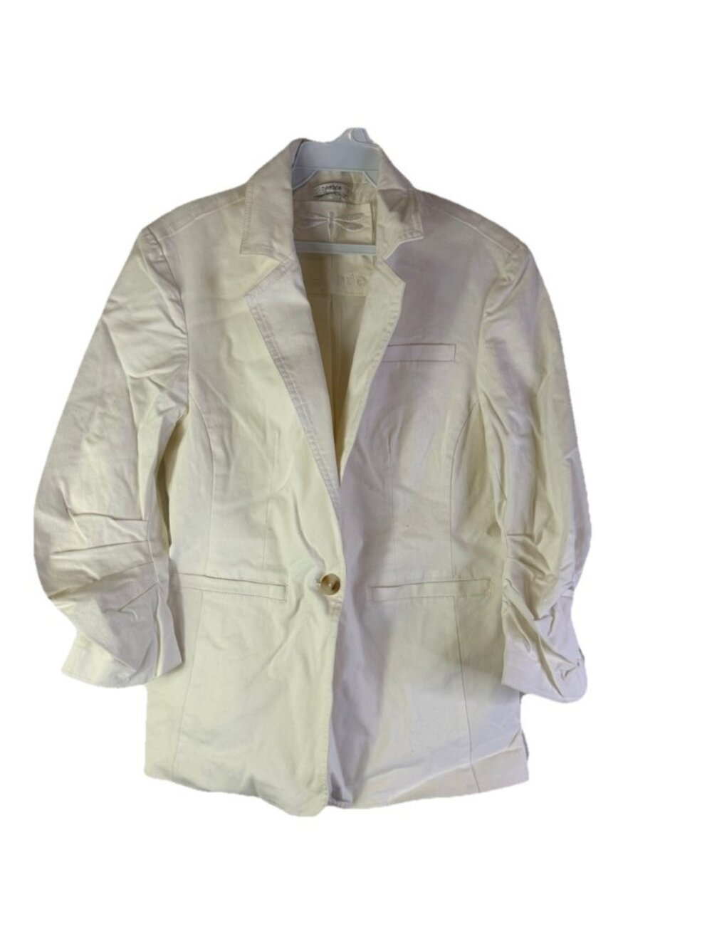 Tyler Boe Blazer Jacket Single Button Ruched Sleeve White